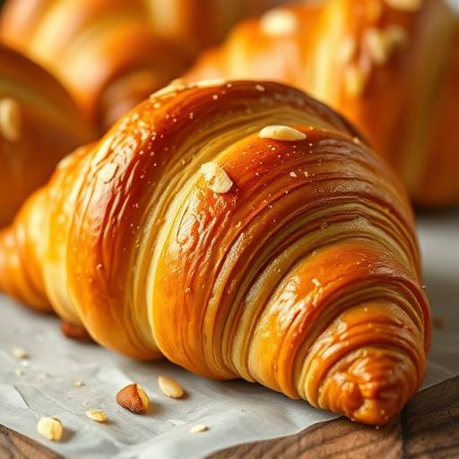 Croissant de almendras recién horneado