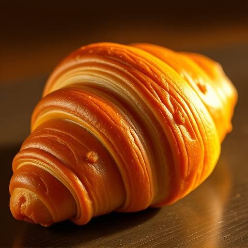 Croissant recién horneado, dorado y crujiente